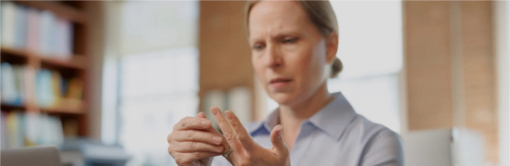 Illustrative image of a woman experiencing chronic hypoPARA symptoms (not a real patient)